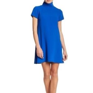 Amanda Uprichard- Royal Blue Short-sleeve Turtleneck Mini Dress